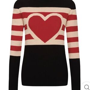 Oxknit Heart Patterned Black and Red Sweater - New- Size L